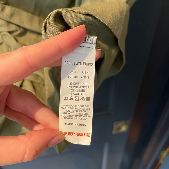 NWT PrettyLittleThing Khaki Plunge Ruched Front Blazer Dress - Picture 11 of 13